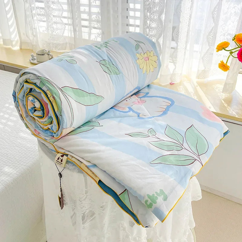 Double Layer Yarn Soybean Fiber Mother And Baby Grade Soft Glutinous Summer Cool Quilt