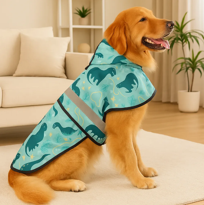 Reflective Adjustable Hooded Pet Rain Coat With Leash Hole